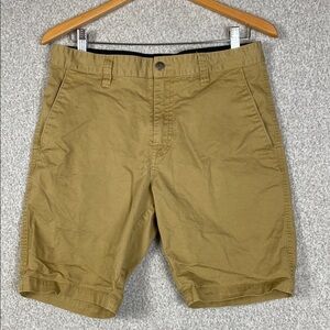 Volcom flat front tan chino shorts size 32 inseam 9" skater streetwear edgy y2k